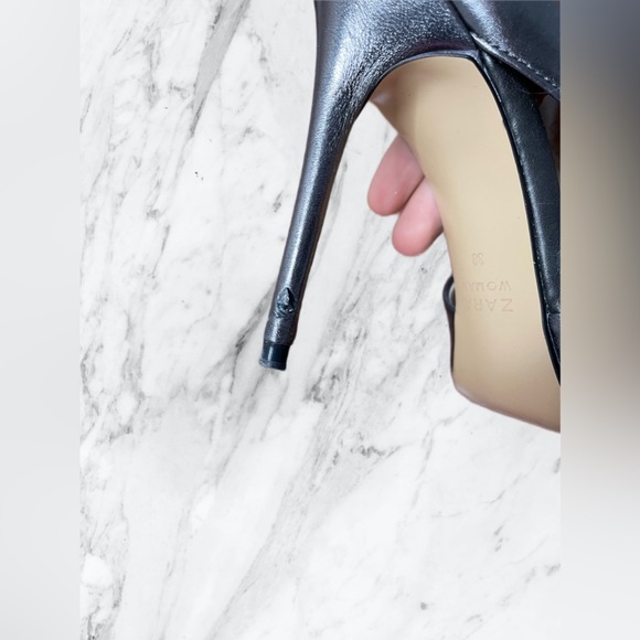 Zara metallic pewter ankle boots| shoes | heels | size 38 | 7.5 - Picture 12 of 15